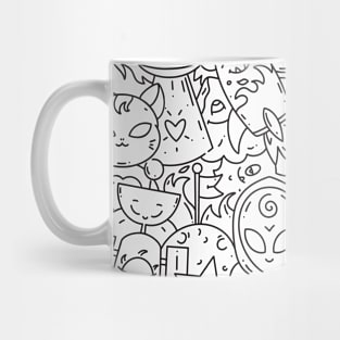 Alien Doodle Delight, Exploring the Cosmos with Extraterrestrial cute Creatures Mug